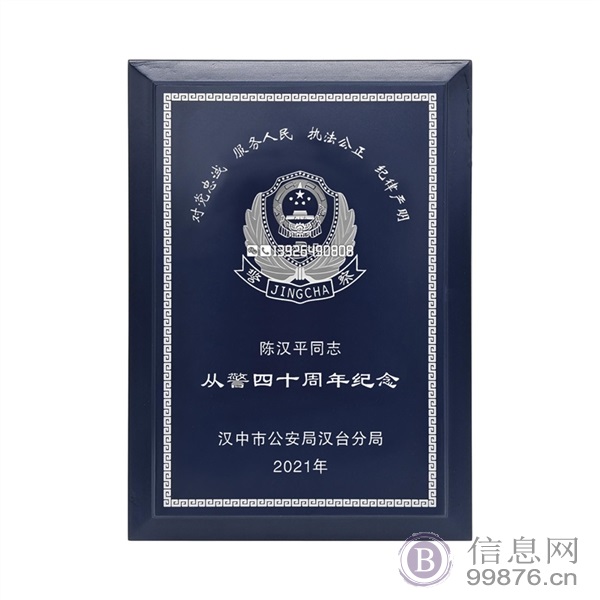 蓝色奖牌 年度表现优异奖纪念奖牌 实木刻字奖牌 时尚定做木牌刻字